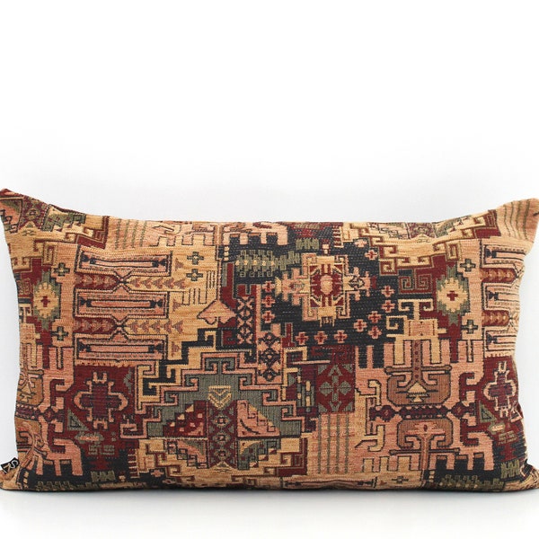 Beige and Brown Turkish Lumbar Kilim Pillow Cover - Antique Looking - Luxurious Boho Throw All Sizes, Home gifts for you