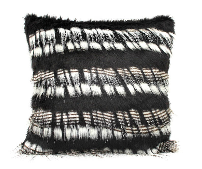 Black and White Faux Fur Pillow Cover Custom Backing Color Etsy
