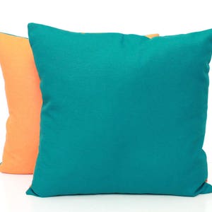 Two Tone Solid Teal Cushion Cover Teal Pillow Orange Pillow Orange Scatter Cushion Solid Teal Pillow Case 16x16 17x17 18x18 20x20 image 4