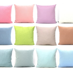 Solid Pastel Pillow Covers, ALL SIZES, Plain Cushion Cover, Blush, Apple, Lilac, Gray, Aqua, Throw Pillows, Sham Bright Home Decor