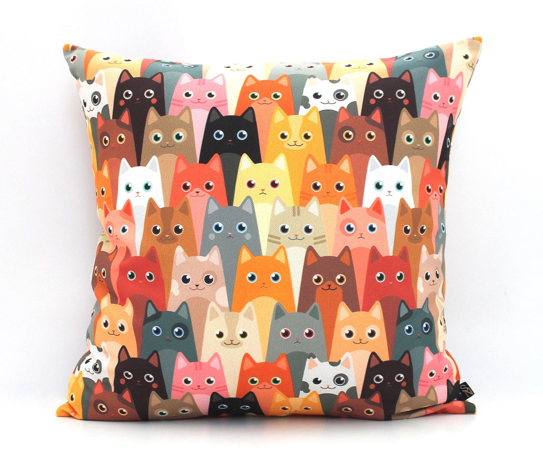 Cat Lovers Pillow Cover, All Sizes Print Throw Pillow, Home Gifts for ...