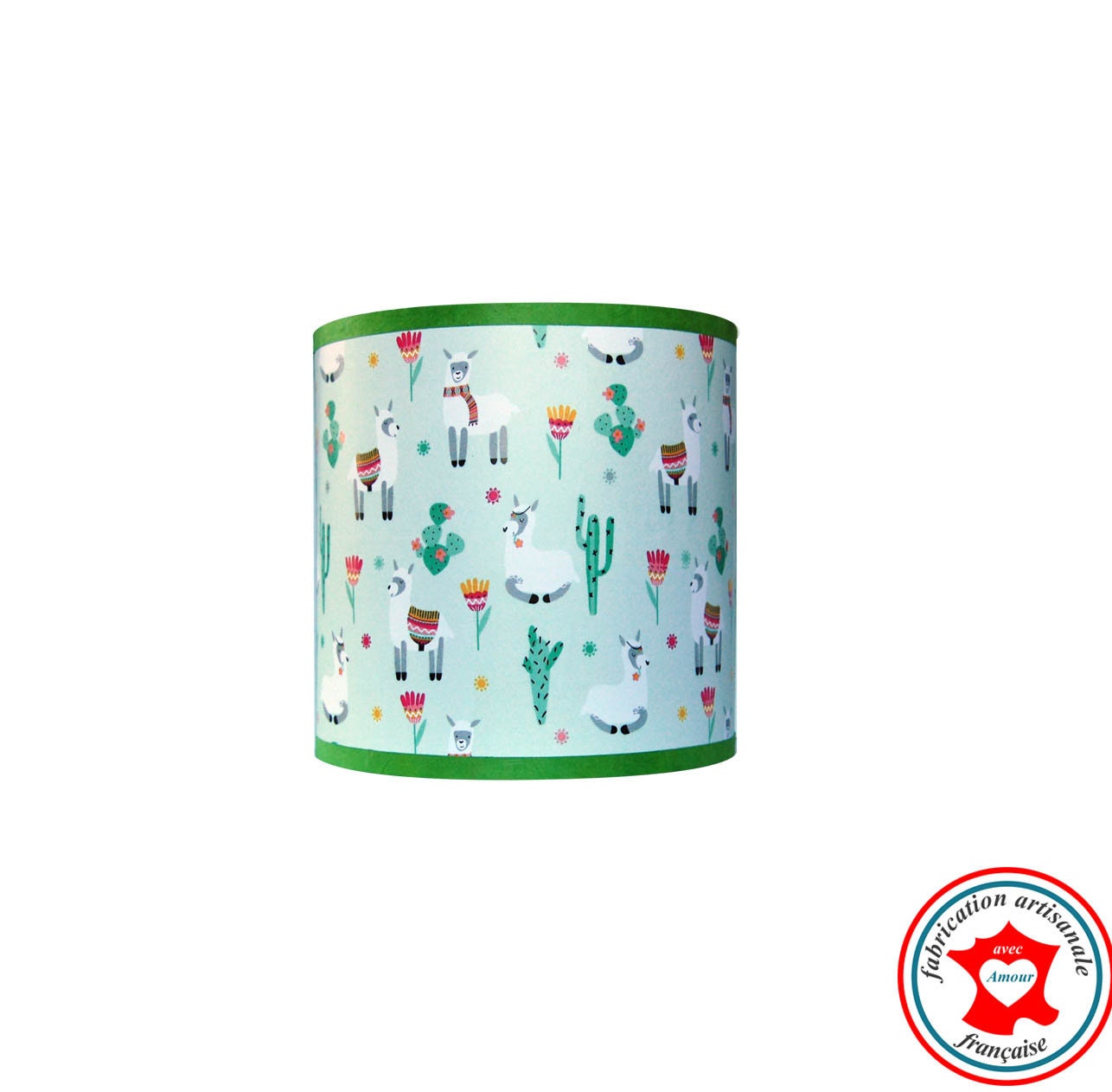 Applique Enfant, Lampe Murale, Thème Lamas, Cactus, Tons Verts