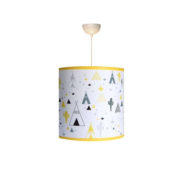 Abat-jour enfant, thème tipi, couleur jaune. image 1