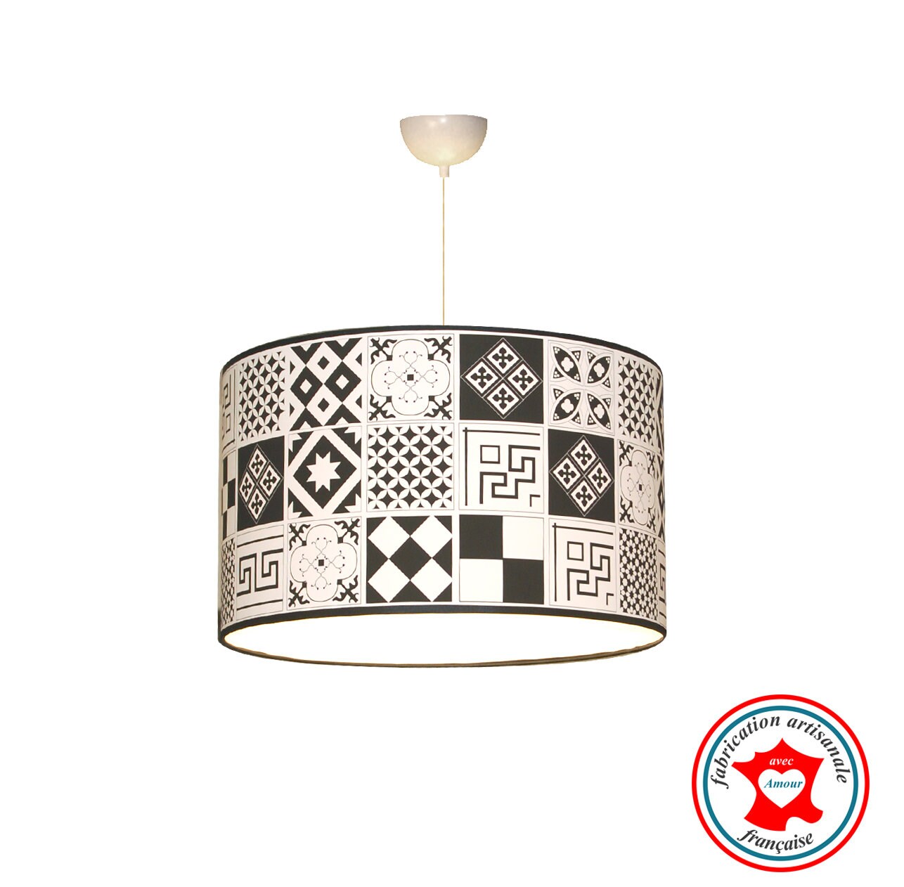 Luminaire, Abat-Jour, Suspension Carreaux de Ciment Noir et Blanc