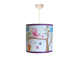 Luminaire enfant Suspension "Les oiseaux et les hiboux sur leur branche"