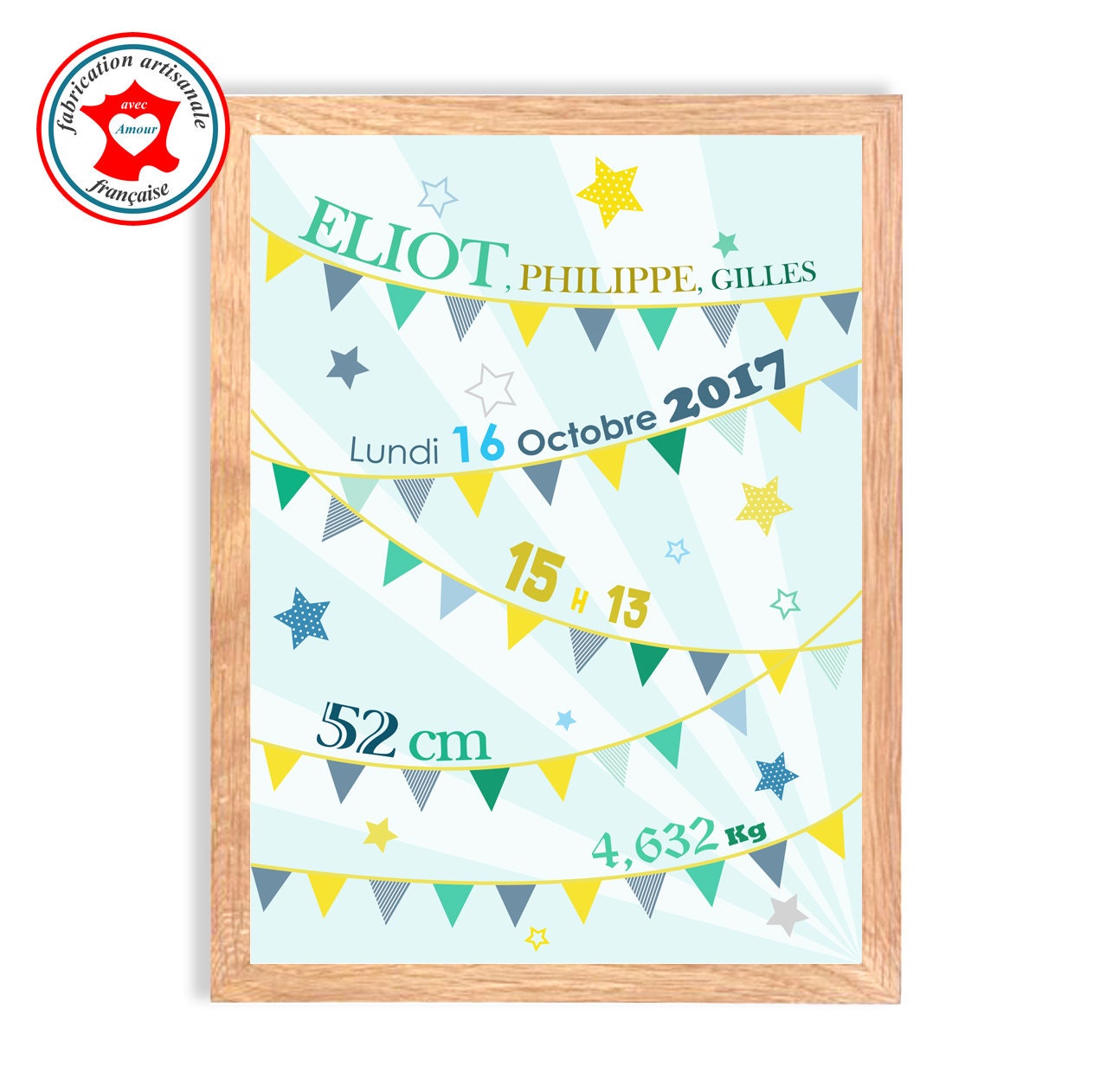 Tableau Naissance Garçon, Tableau à Personnaliser, Bébé Décoration Chambre Garçon