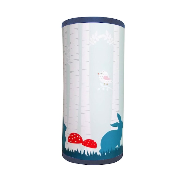 Lampe de chevet enfant, motif lapin, tons bleu.