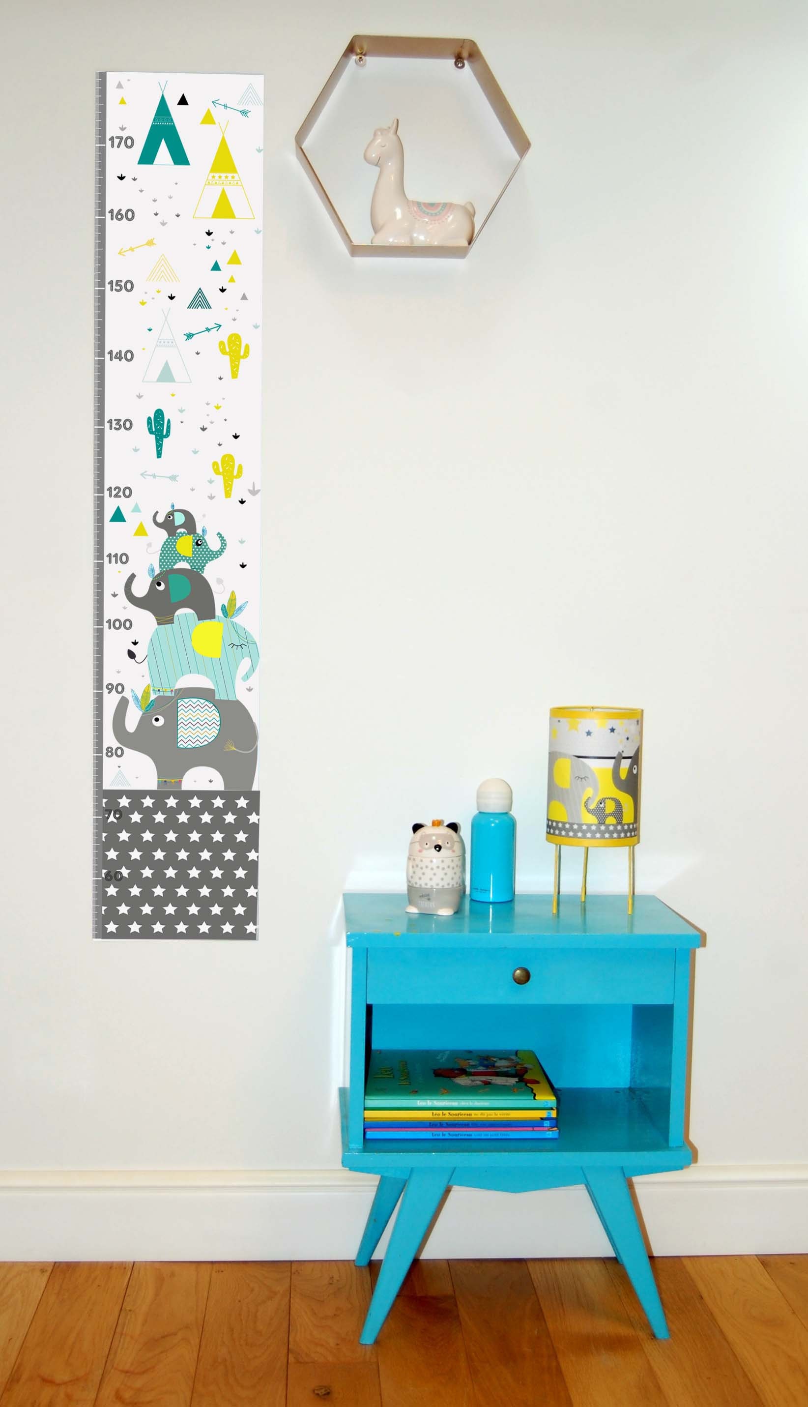 Toise Murale Enfant - Règle De Croissance Suspendue Motif Phare - 142 Cm - Décoration Chambre Bébé
