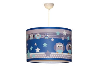 Children's lampshade, owl theme, tones of your choice.