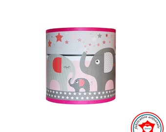 Luminaire enfant, applique "Le défilé des éléphants rose"