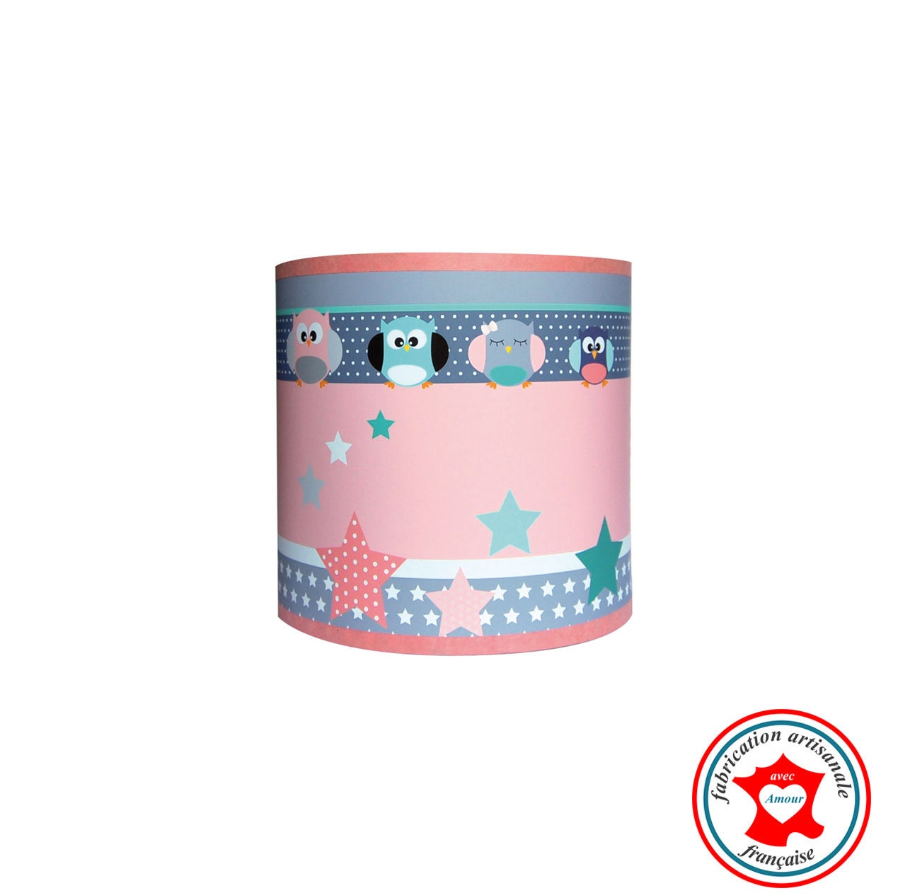 Luminaire Enfant Applique Les Petits Hiboux Voient La Vie en Rose et Vert 