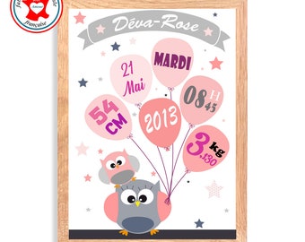 Newborn girl, OWL painting customize theme, birthday gift, pink and gray girl nursery decor