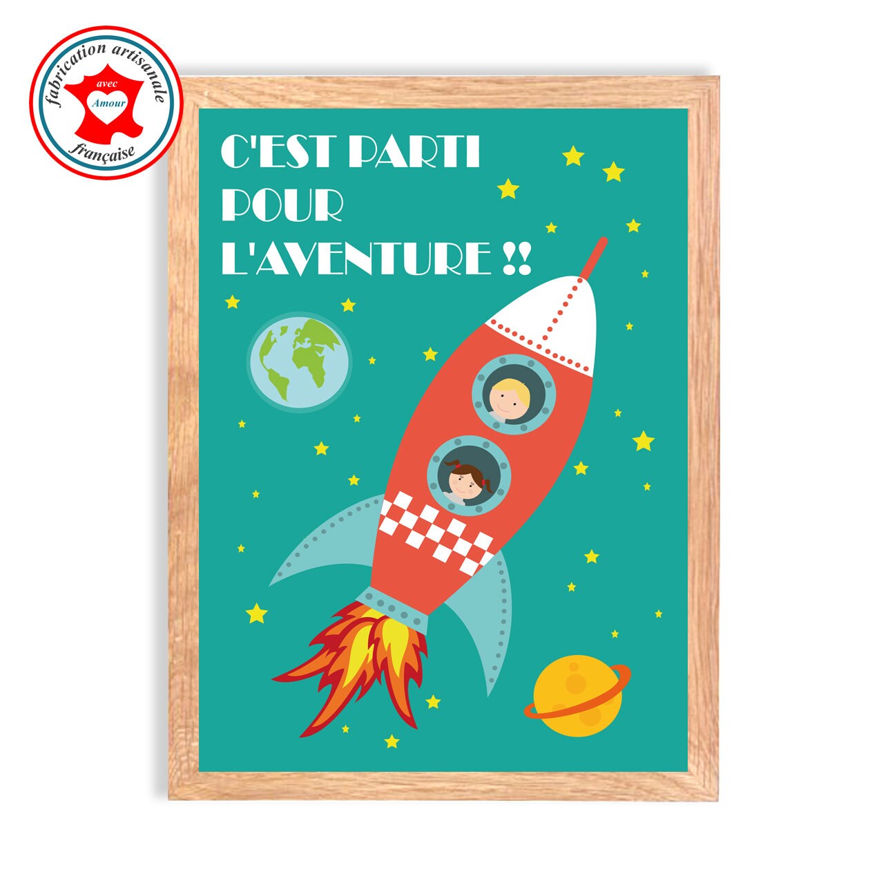 Tableau Enfant, Thème L'espace, Affiche Chambre Poster Garçon, Tableau Mural Garçon