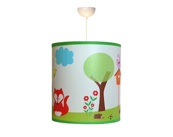 Luminaire enfant Suspension "Le renard et le hibou sur sa branche"