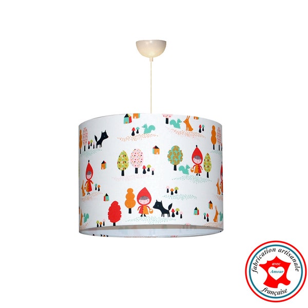 Suspension enfant "Le petit chaperon rouge", abat-jour enfant, lampe enfant, luminaire chambre enfant