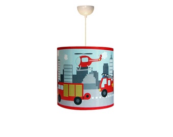 Luminaire enfant Suspension garçon " Allo les pompiers !!! "