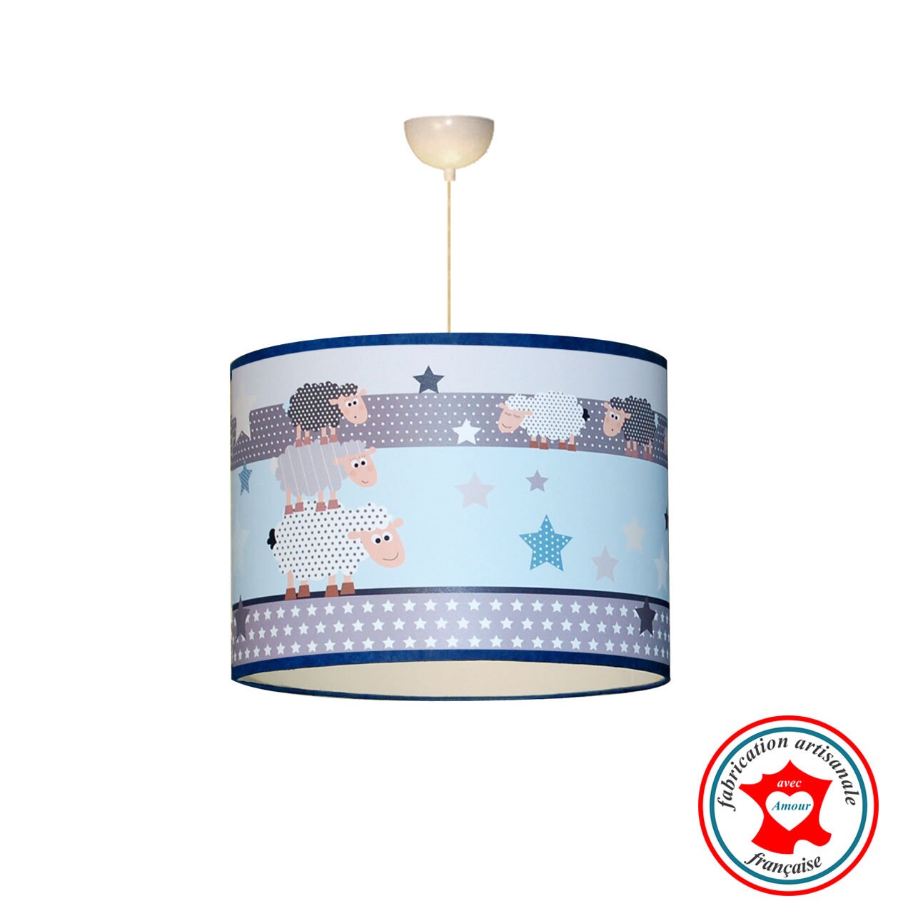 Suspension Enfant La Famille Moutons Bleu Clair