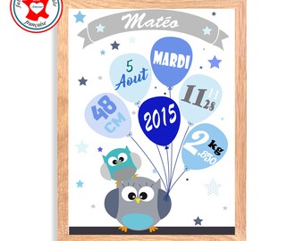 Baby boy, owls, customize table theme, birthday gift, boy blue nursery decor