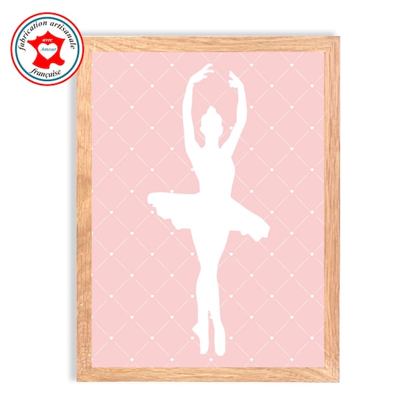 Tableau enfant, thème danseuse étoile,  affiche chambre enfant, poster fille, tableau mural chambre fille, rose et gris, danse