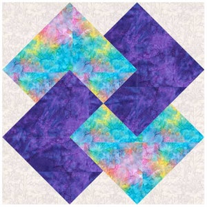 Card Trick Block Quilt Anleitung in 2 Größen 12 x 12 in und 16 x 16 in PDF Instant Download Files