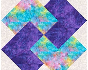 Card Trick Block Quilt Anleitung in 2 Größen 12 x 12 in und 16 x 16 in PDF Instant Download Files