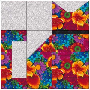 Cat Quilt Block 12 x 12 in and 16 x 16 in, PDF Instant Download