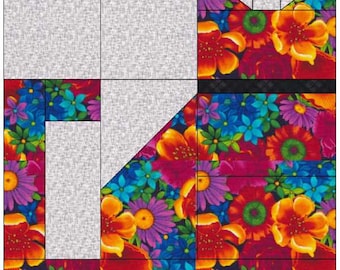 Katze Quilt Block 30 x 30 cm und 40 x 40 cm, PDF Sofort Download