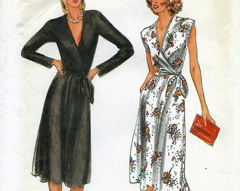 Butterick 6917 Sewing Pattern Size 10 Uncut Pattern Wrap-Bodice Dress with Flared Skirt