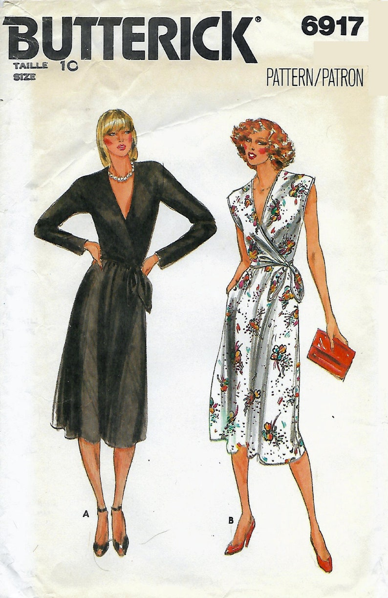 Butterick 6917 Sewing Pattern Size 10 Uncut Pattern Wrap-Bodice Dress with Flared Skirt image 1