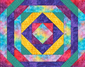 Ananas helle Block Quilt Anleitung in 2 Größen 12 x 12 Zoll und 16 x 16 Zoll PDF Instant Download Dateien