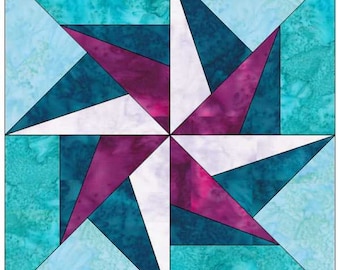 Pfeilspitzen Sterne Quilt Block Anleitung in 2 Größen 30 x 30 cm und 40 x 40 cm, PDF Sofort-Download