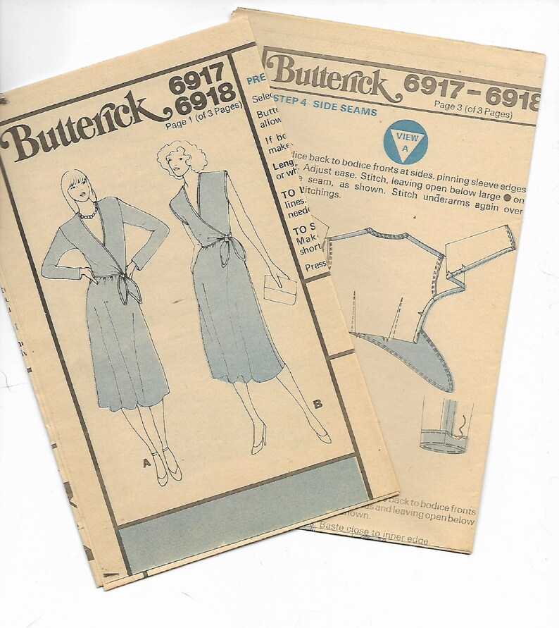 Butterick 6917 Sewing Pattern Size 10 Uncut Pattern Wrap-Bodice Dress with Flared Skirt image 6