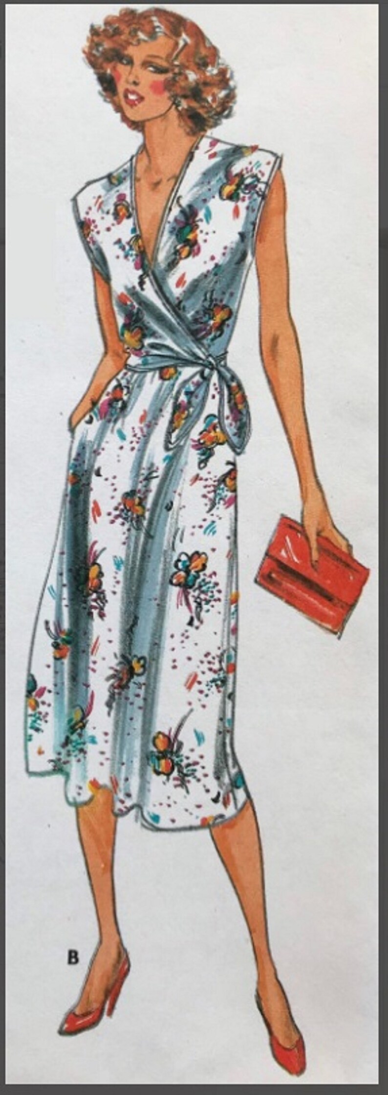 Butterick 6917 Sewing Pattern Size 10 Uncut Pattern Wrap-Bodice Dress with Flared Skirt image 4