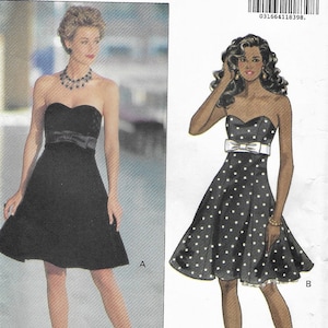 Butterick 5790 Misses’Strapless Party Evening Dress with Petticoat UNCUT Sewing Pattern Size 6 - 8 - 10