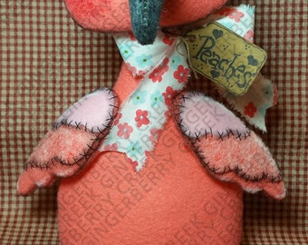 E-Pattern - Just Wading Around Pattern #311 - Primitive Doll E-Pattern - Flamingo - Bird - Beach - Coral - Fiber Art - English Only