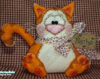 E-Pattern - Nacho the Cat Pattern #125 - Primitive Doll/Ornie E-Pattern - English Only