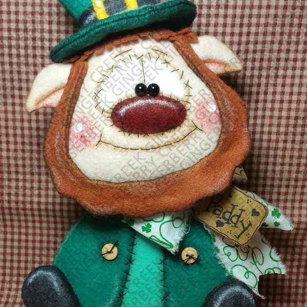 E-Pattern - Luck O'd Irish Pattern #328 - Primitive Doll E-Pattern - St. Patrick's - Leprechaun - Irish - Whimsical-Fiber Art-English Only