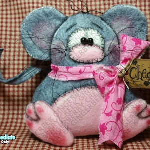 Cheddar the Mouse Pattern #207 - Primitive Doll Pattern - Animal - Mouse - Rat - Mice - Fiber Art - Whimsical - English Only