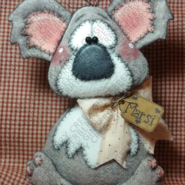 E-Pattern - Kuddly Koala Pattern #308 - Primitive Doll E-Pattern - Koala - Bear - Australia - Critter - Whimsical - English Only