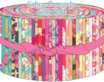 Poppie Cotton Jelly Roll - Calico Cowgirls by Lori Woods - Precut Jelly Roll - Fruits & Florals - 42 strips