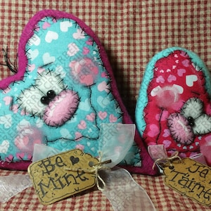 E-Pattern - Be Mine Candy Hearts Pattern #167 - Primitive Doll/Ornie E-Pattern - English Only