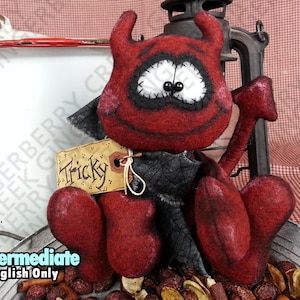 Wzór Tricky Little Devil #145 - Wzór na prymitywną lalkę - Halloween - Diabeł - Potwór - Fantazyjny - Sztuka włókiennicza - Tylko po angielsku