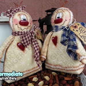 Gingie Love and Joy Pattern #131 - Primitive Doll Pattern - Christmas - Gingerbread - Sugar - Spice - Fiber Art - Whimsical - English Only