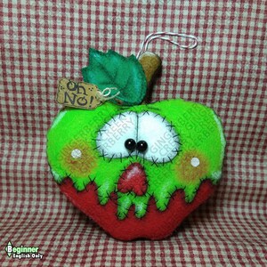 E-Pattern - Candy Apple Coma Pattern #339 - Primitive Doll E-Pattern - Halloween - Poison Apple - Whimsical - Fiber Art - English Only