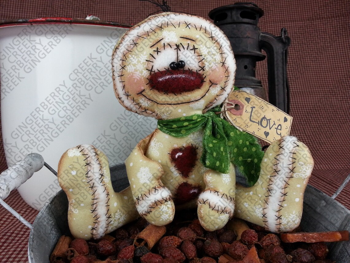 E-pattern - Spice the Gingerbread Boy Pattern #163 - Primitive Doll E ...
