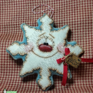 E-Pattern - I'm such a Flake Ornament Pattern #295 - Primitive Doll Ornament E-Pattern - Christmas - Winter - Snowflake - English Only