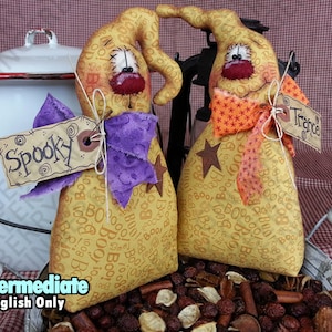 Disappearing Duo Ghost Pattern #121 - Primitive Doll Pattern - Halloween - Ghost - Duo - Boo - Spooky - Fiber Art - Whimsical - English Only