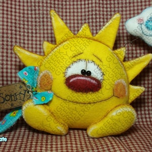 E-Pattern - Sonny and Partly Cloudy Pattern #220 - Primitive Doll E-Pattern - Sunshine - Clouds - Sunny - Summer - English Only