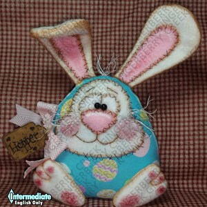 E-Pattern - Hopper&#39;s Eggscellent Disguise Bunny Pattern #139 - Primitive Doll/Ornie E-Pattern - English Only