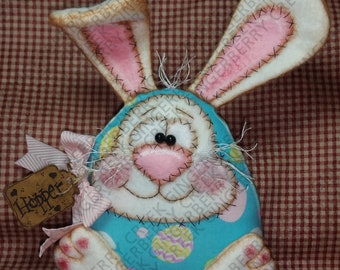 E-Pattern - Hopper's Eggscellent Disguise Bunny Pattern #139 - Primitive Doll/Ornie E-Pattern - English Only